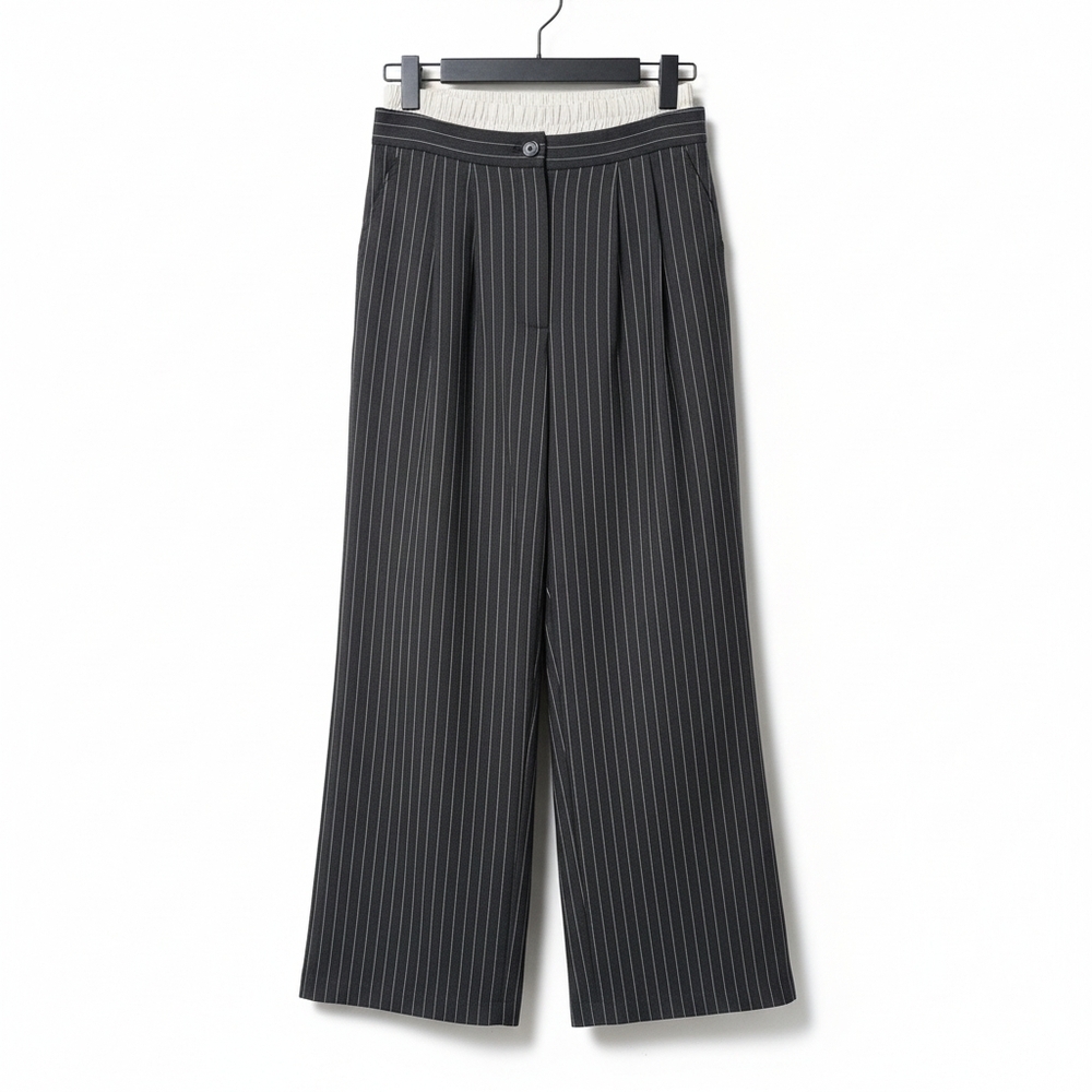 Women's Black Pinstripe Trousers